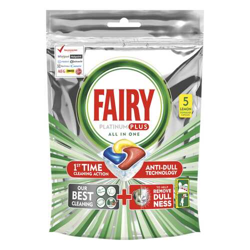 Капсулы Для Посудомоечной Машины Fairy Platinum Plus Все-В-Одном Лимон 5 шт. в Комус