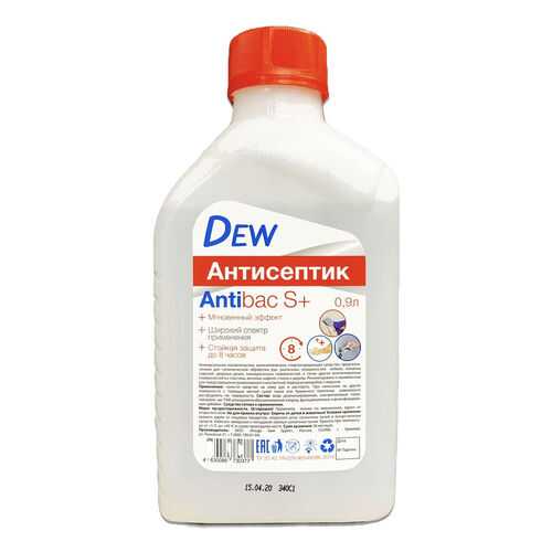Антисептик Dew Аntibac S+ 8 часов для рук и поверхностей спиртосодержащий 900 мл в Комус