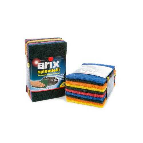 Губка для посуды Arix абразивная цветная 10х15 см 10 шт в Комус