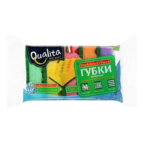 Губки Qualita Bubble effect для посуды 5 шт в Комус