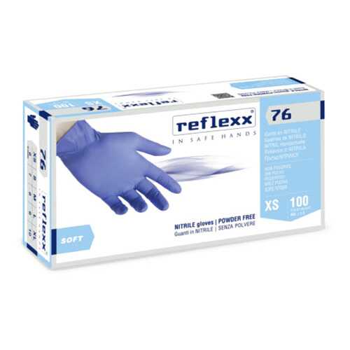 Резиновые перчатки, нитриловые, синие, Reflexx R76-L. 3,5 гр. Толщина 0,07 мм. в Комус